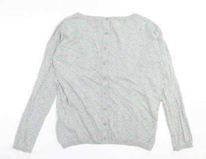 Yaya Woman Womens Grey Collared  Cotton Pullover Jumper Size L