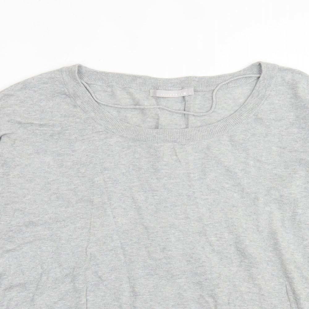 Yaya Woman Womens Grey Collared  Cotton Pullover Jumper Size L