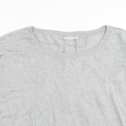 Yaya Woman Womens Grey Collared  Cotton Pullover Jumper Size L