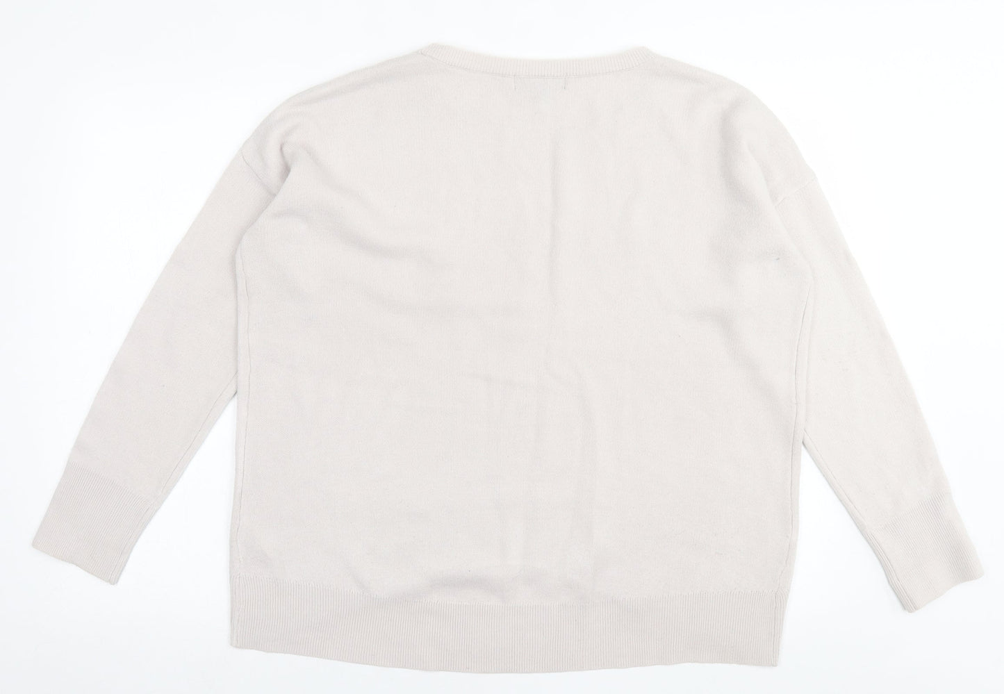 Primark Womens Beige Crew Neck  Acrylic Pullover Jumper Size L