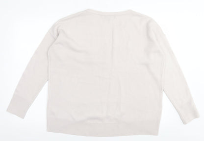Primark Womens Beige Crew Neck  Acrylic Pullover Jumper Size L