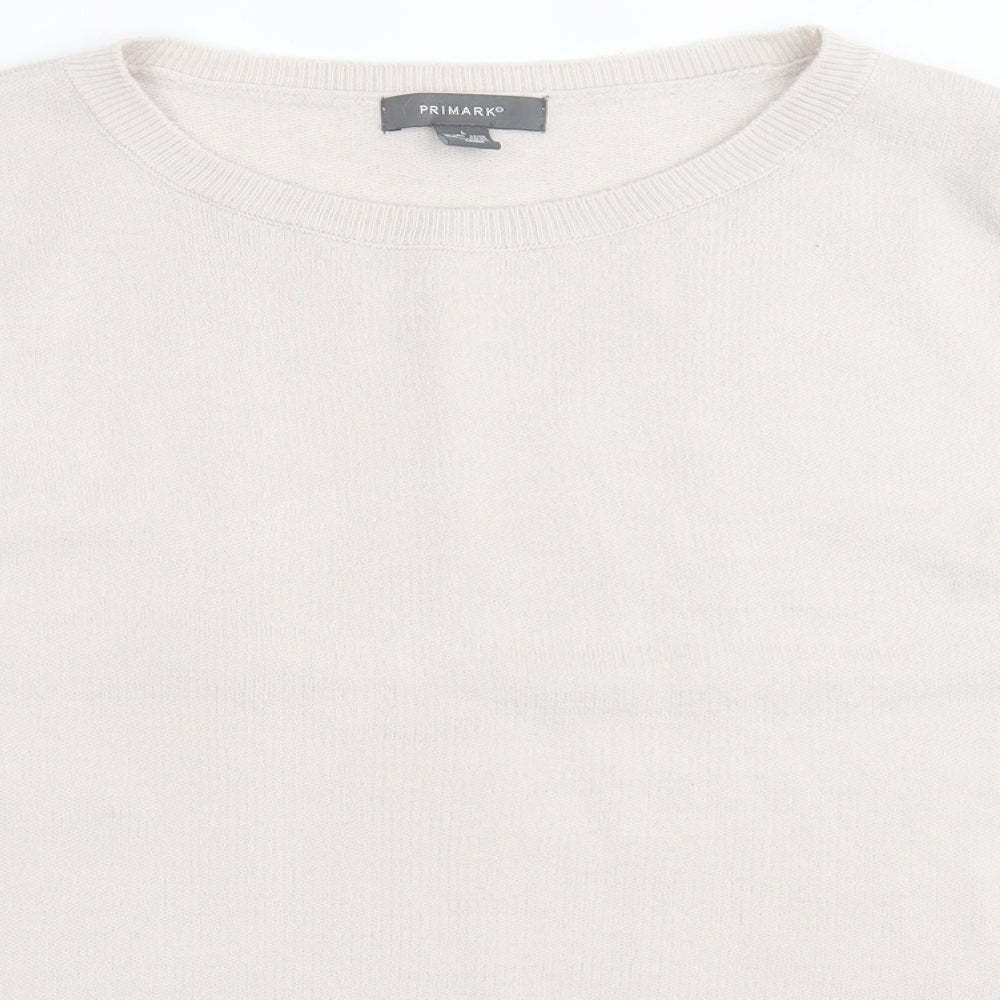 Primark Womens Beige Crew Neck  Acrylic Pullover Jumper Size L