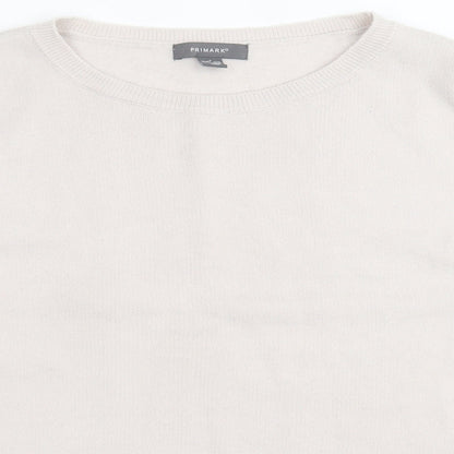 Primark Womens Beige Crew Neck  Acrylic Pullover Jumper Size L