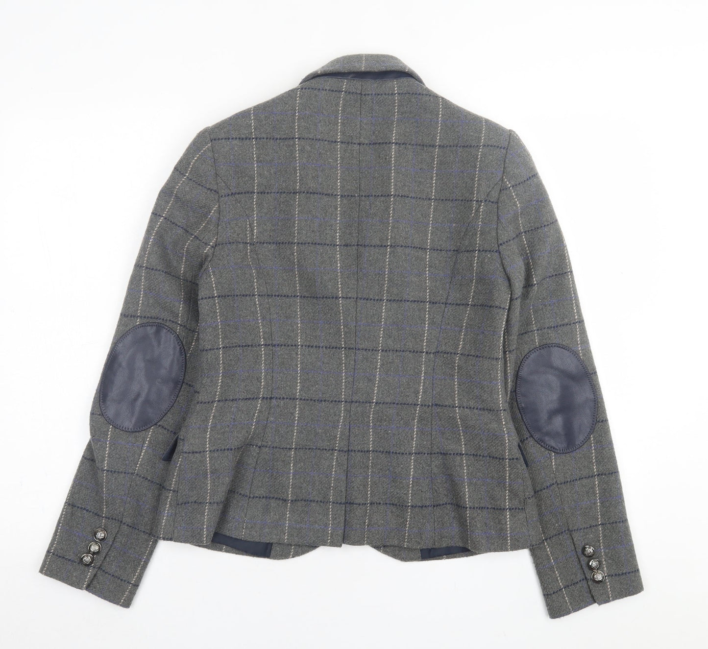 TU Womens Grey Plaid  Jacket Blazer Size 10  Button