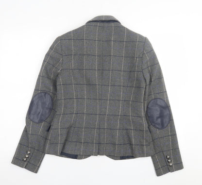 TU Womens Grey Plaid  Jacket Blazer Size 10  Button