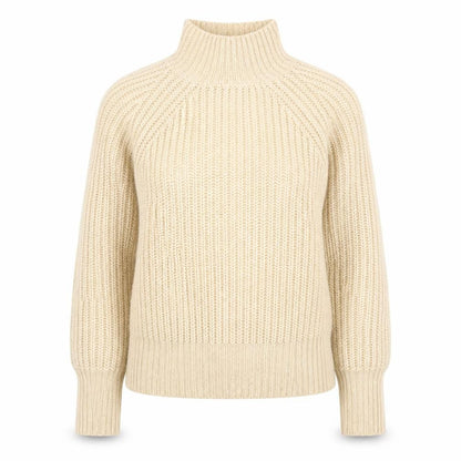 brave sould Womens Beige High Neck  Acrylic Pullover Jumper Size S