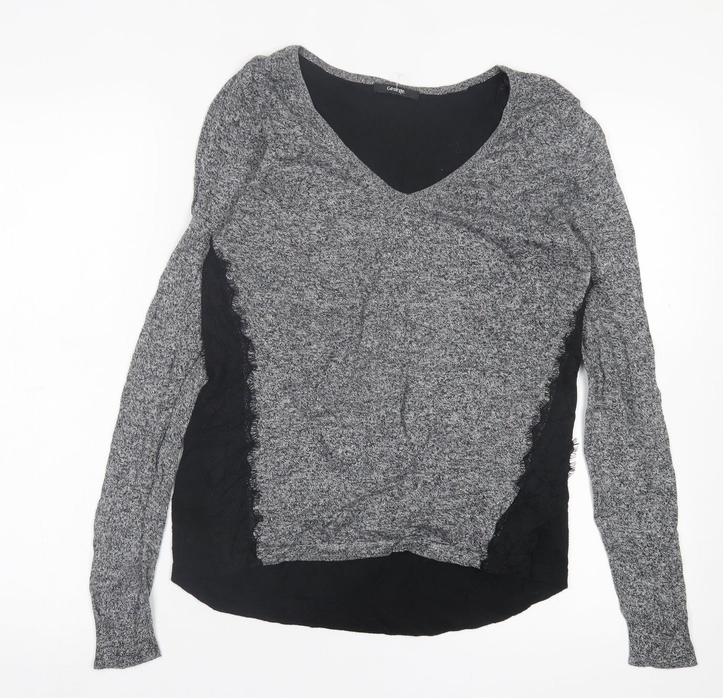 George Womens Grey Crew Neck  Nylon Pullover Jumper Size 10