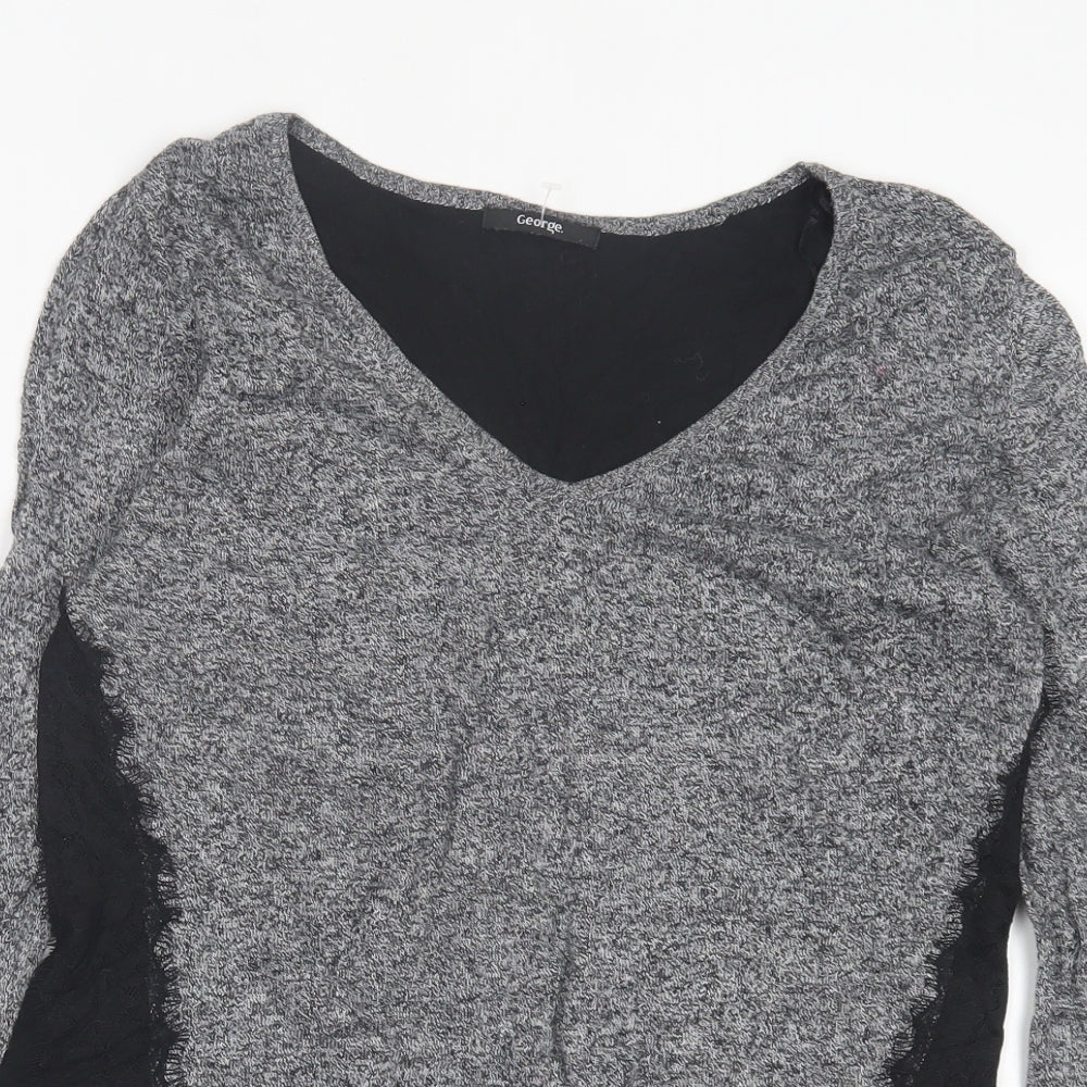 George Womens Grey Crew Neck  Nylon Pullover Jumper Size 10