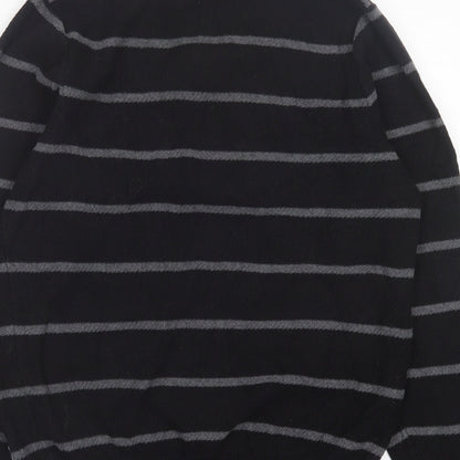 Blue Harbour Mens Black High Neck Striped Cotton Pullover Jumper Size M
