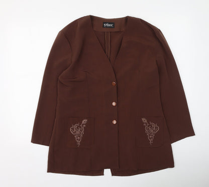 aygin Womens Brown V-Neck  Polyester Cardigan Jumper Size M