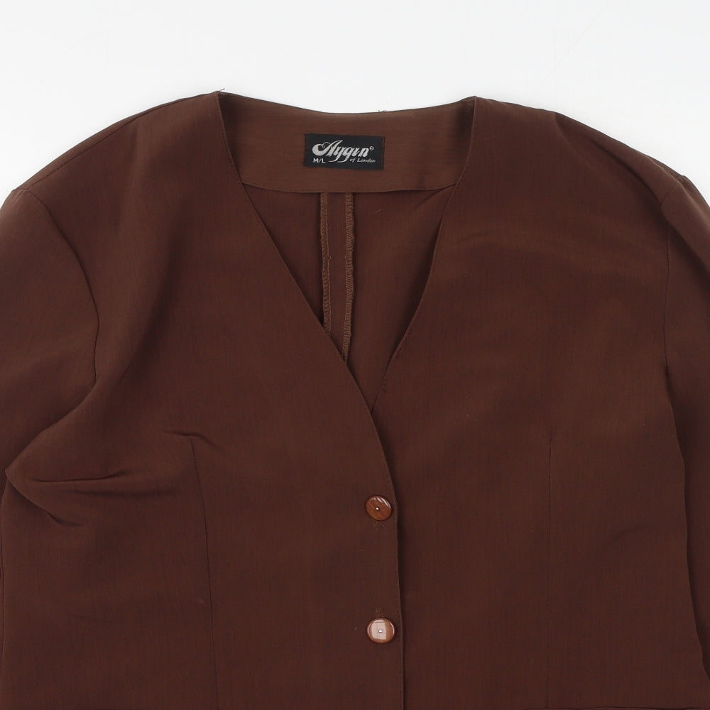 aygin Womens Brown V-Neck  Polyester Cardigan Jumper Size M