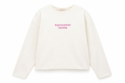 Zara Womens Ivory  Polyester Pullover Sweatshirt Size S