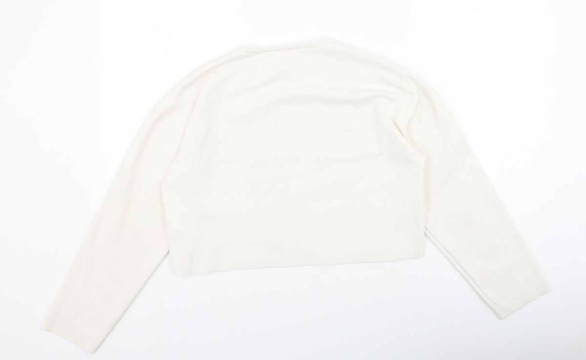 Zara Womens Ivory  Polyester Pullover Sweatshirt Size S