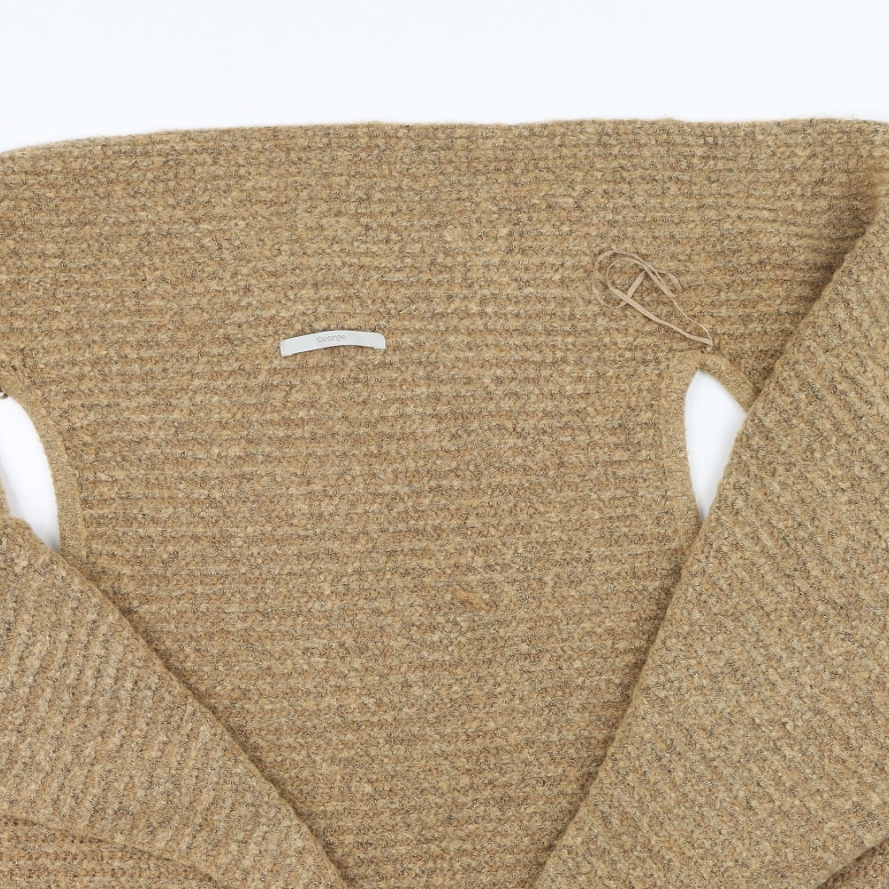 George  Womens Brown V-Neck  Acrylic Cardigan Jumper Size S