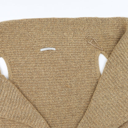 George  Womens Brown V-Neck  Acrylic Cardigan Jumper Size S