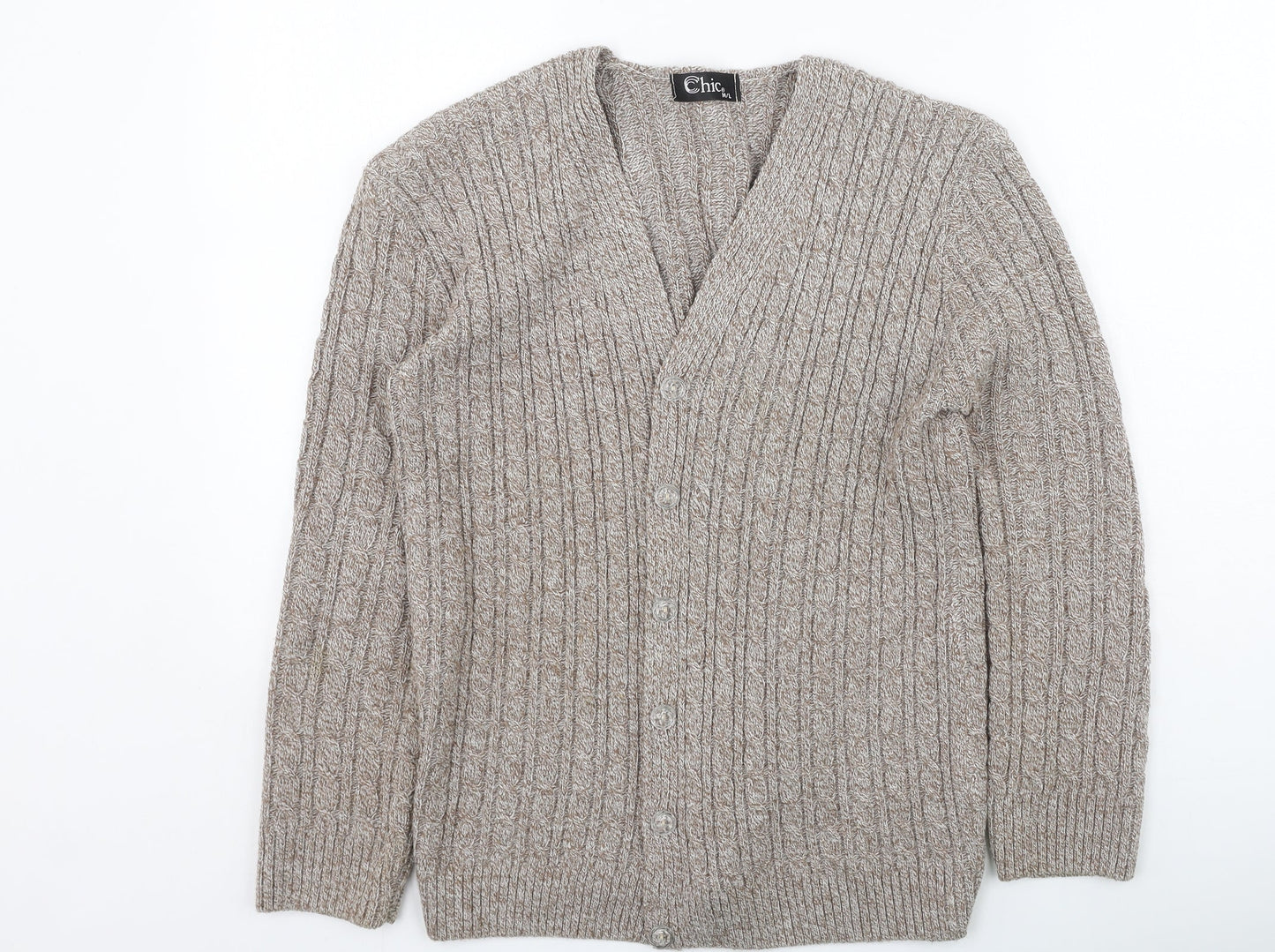 Womens UK Size M CHIC Beige Cardigan Jumper