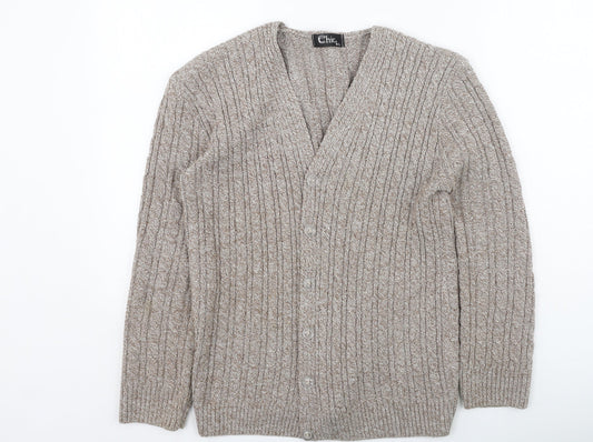 Womens UK Size M CHIC Beige Cardigan Jumper