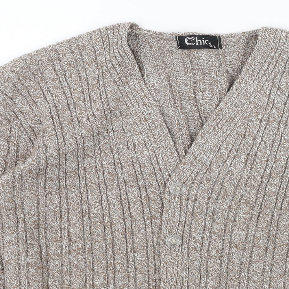 Womens UK Size M CHIC Beige Cardigan Jumper