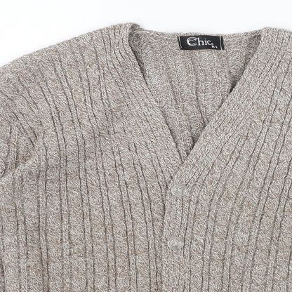 Womens UK Size M CHIC Beige Cardigan Jumper
