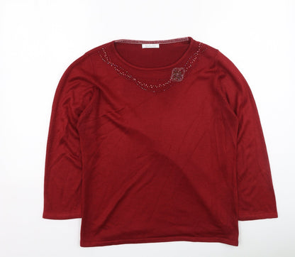 Womens UK Size 14 Berkertex Red Pullover Jumper