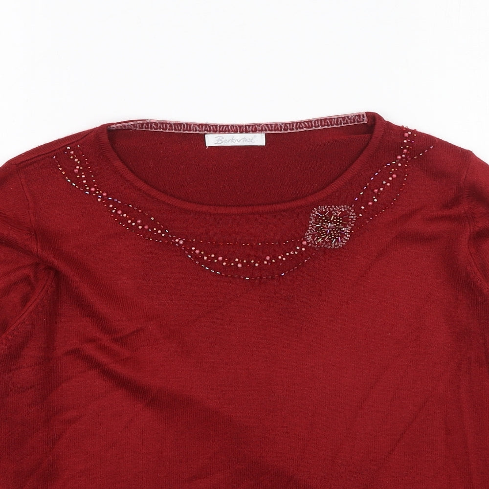 Womens UK Size 14 Berkertex Red Pullover Jumper