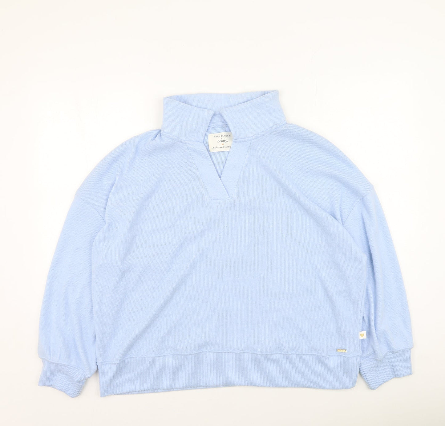 George  Womens Blue Collared  Polyester Pullover Jumper Size 16
