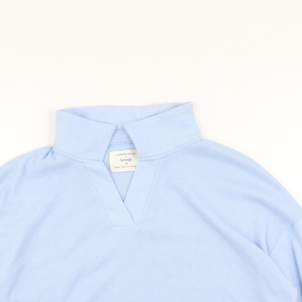 George  Womens Blue Collared  Polyester Pullover Jumper Size 16