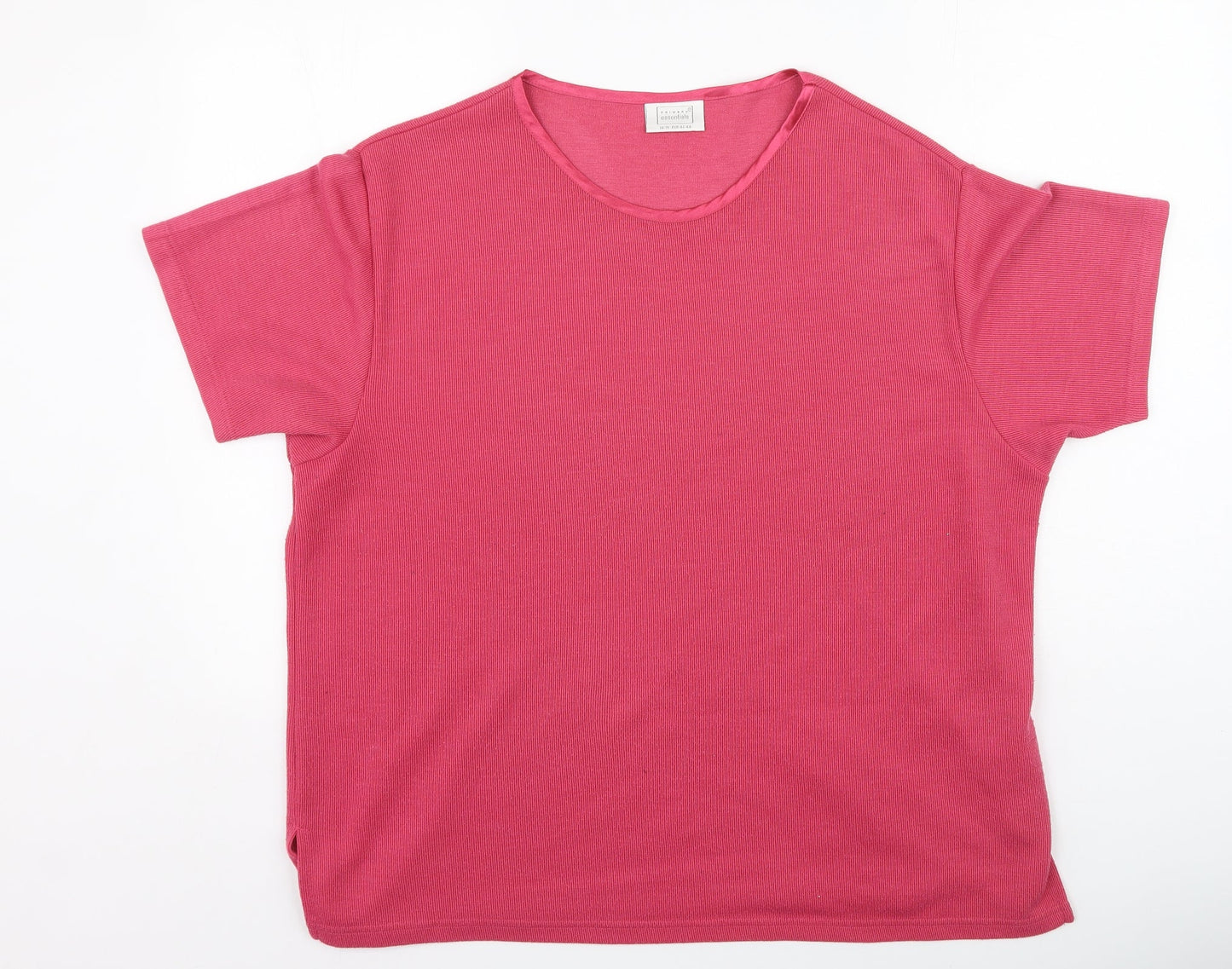 Primark Womens Pink  Polyester Basic T-Shirt Size 14 Round Neck