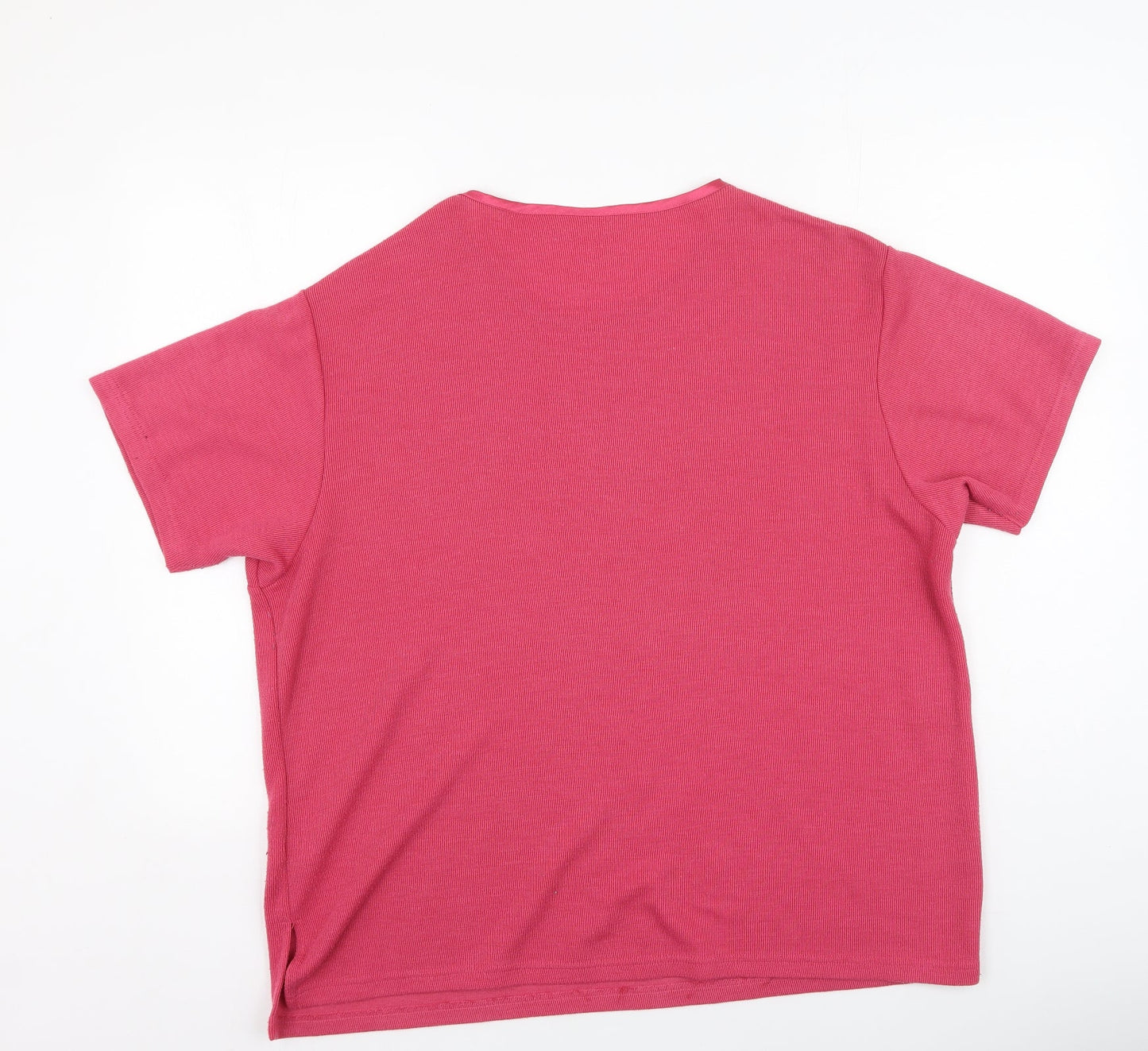 Primark Womens Pink  Polyester Basic T-Shirt Size 14 Round Neck