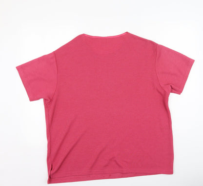 Primark Womens Pink  Polyester Basic T-Shirt Size 14 Round Neck