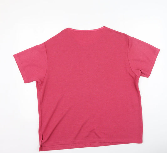 Primark Womens Pink  Polyester Basic T-Shirt Size 14 Round Neck