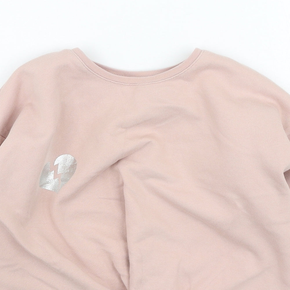 George  Girls Pink  Cotton Pullover Sweatshirt Size 7-8 Years