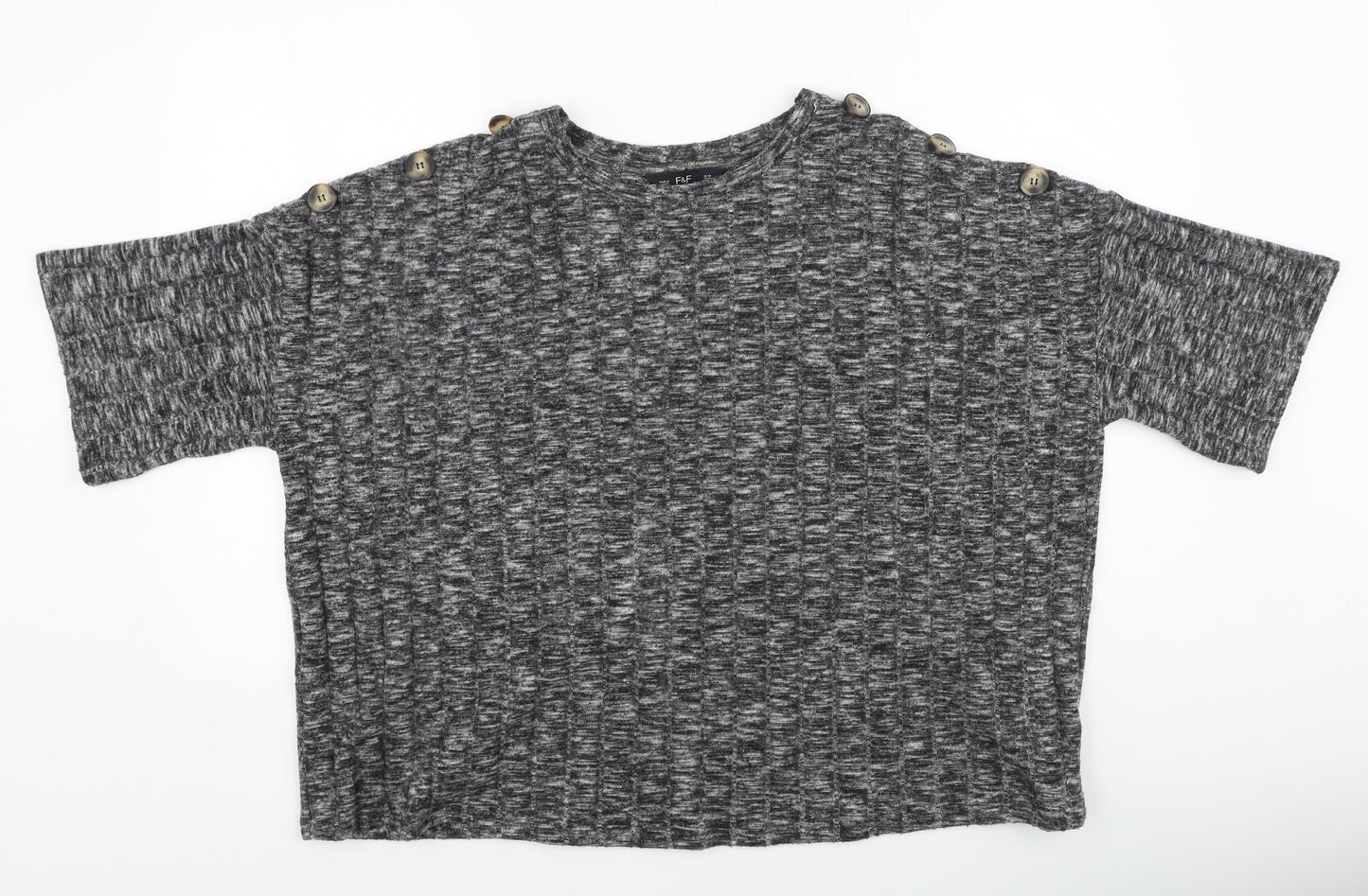 F&F Womens Grey Round Neck  Viscose Pullover Jumper Size 20