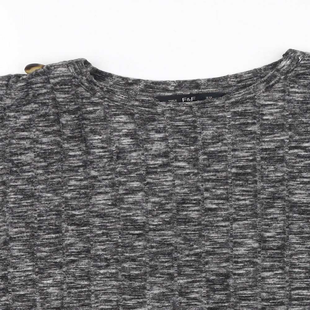 F&F Womens Grey Round Neck  Viscose Pullover Jumper Size 20