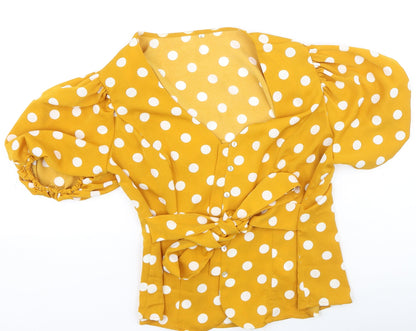 Womens UK Size L Preworn Yellow Basic Blouse