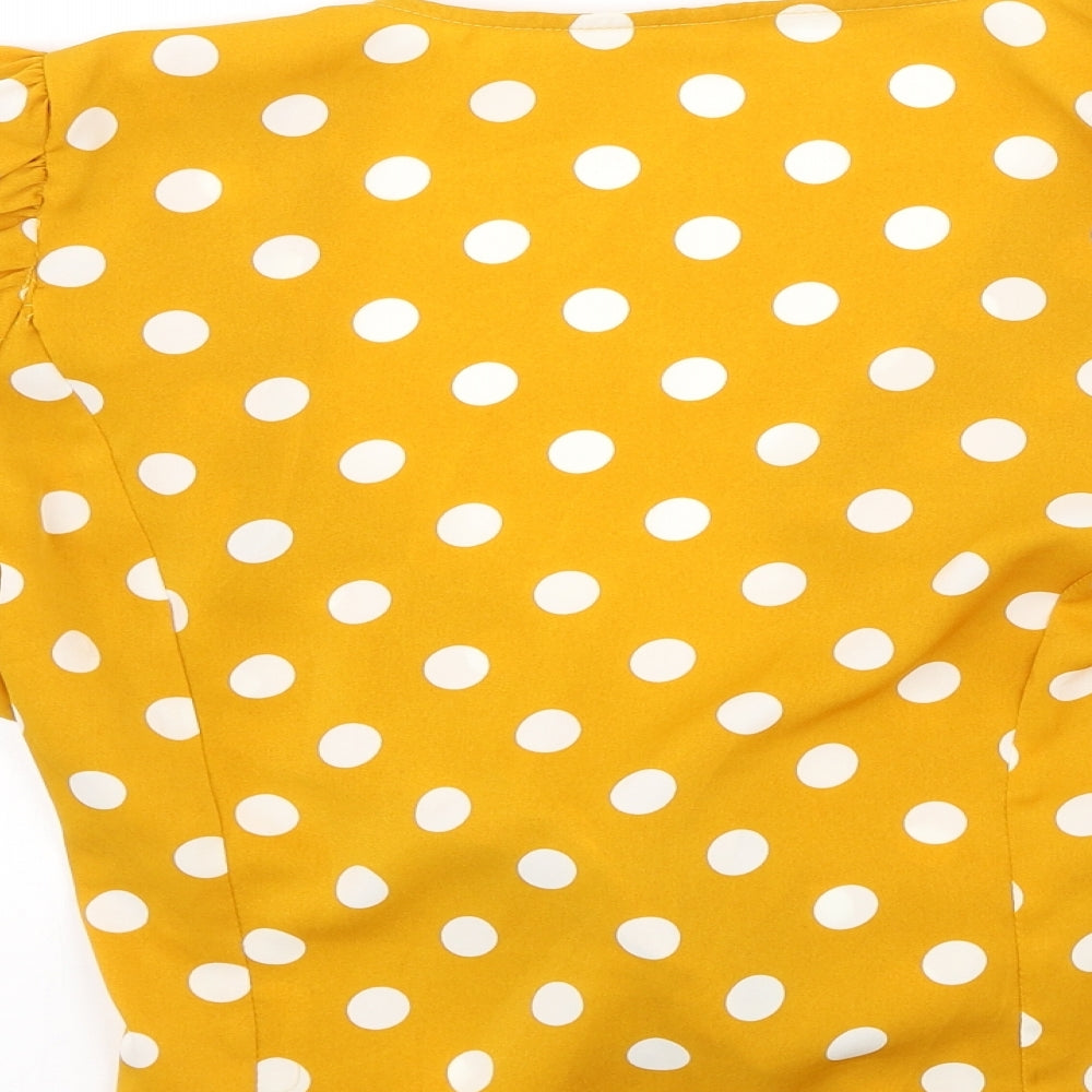 Womens UK Size L Preworn Yellow Basic Blouse