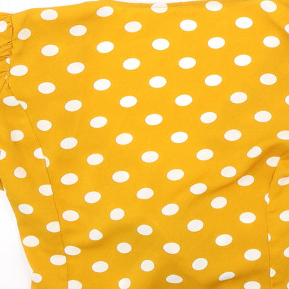 Womens UK Size L Preworn Yellow Basic Blouse
