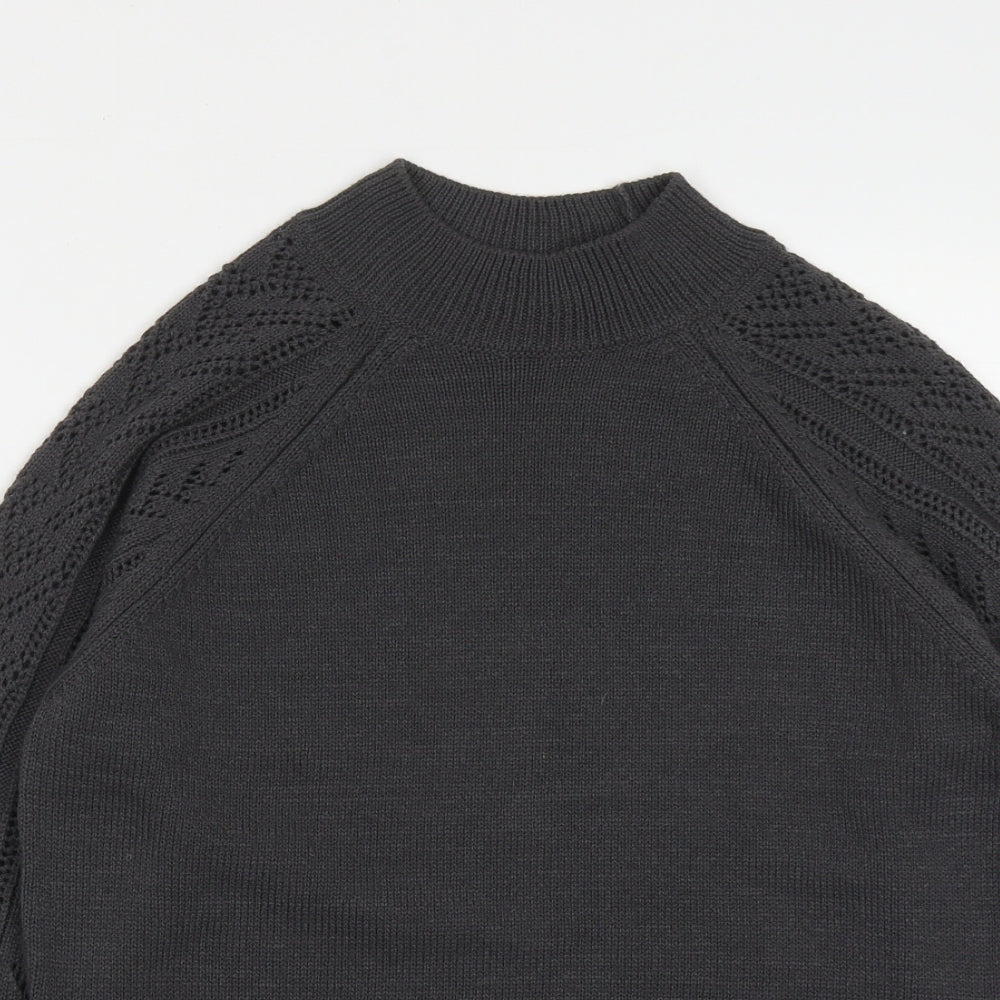 TU Womens Grey High Neck  Acrylic Pullover Jumper Size 10