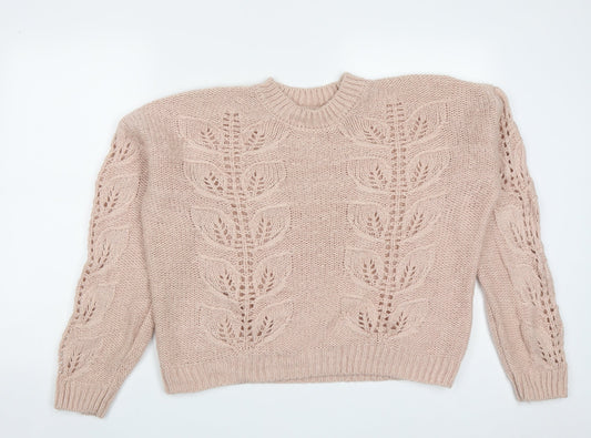 F&F Womens Pink Round Neck  Acrylic Pullover Jumper Size 14