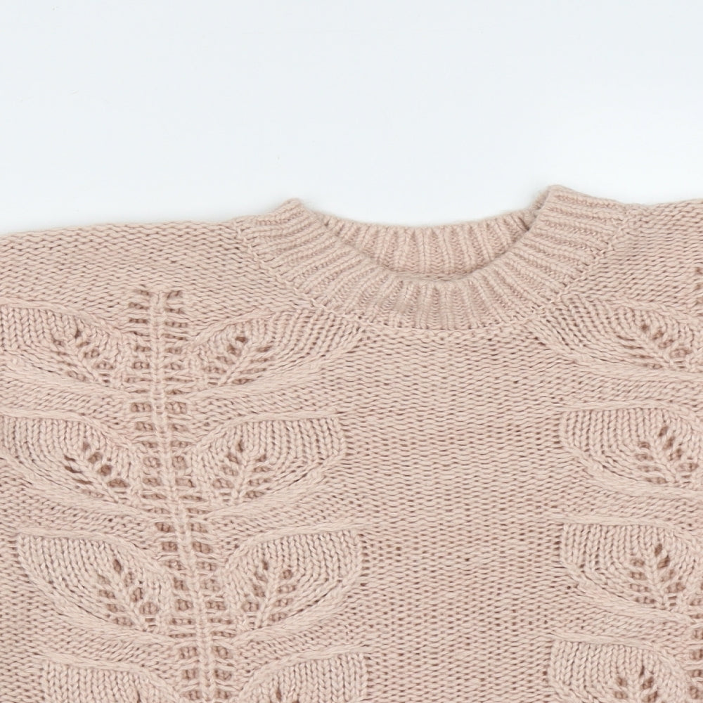 F&F Womens Pink Round Neck  Acrylic Pullover Jumper Size 14