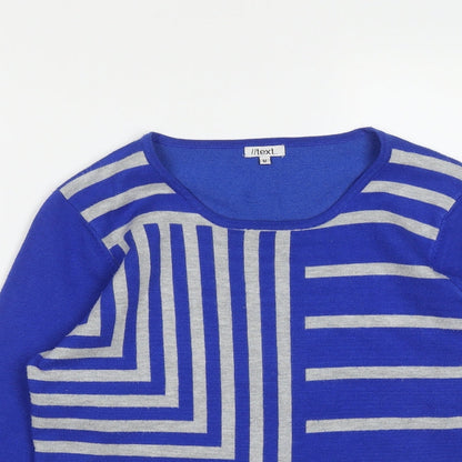 Womens UK Size M Text Blue Pullover Jumper