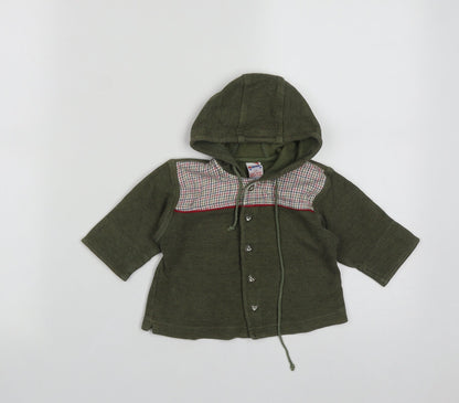Kanz Girls Green Plaid Cotton Cardigan Jumper Size 6-9 Months  Button