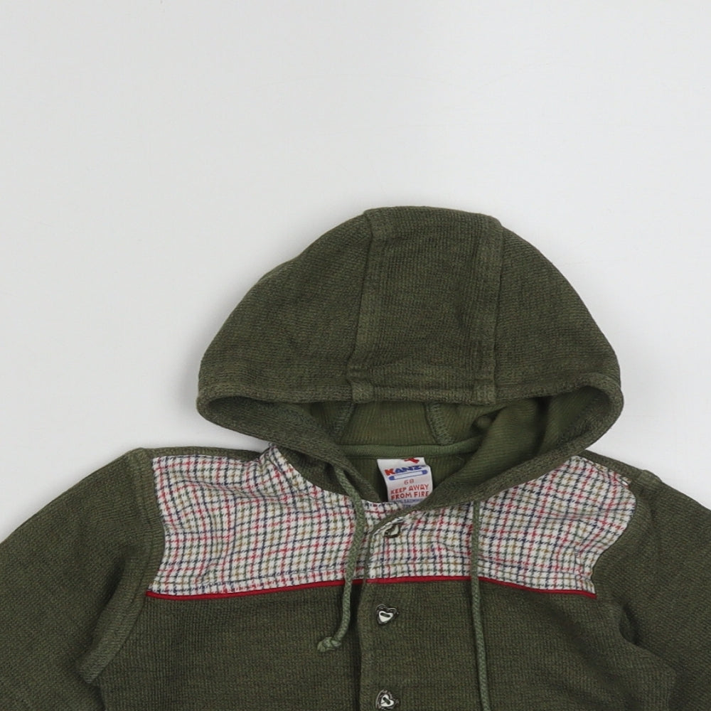 Kanz Girls Green Plaid Cotton Cardigan Jumper Size 6-9 Months  Button