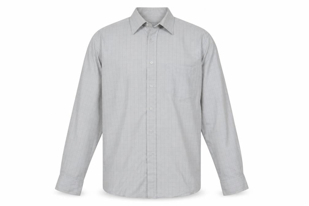 Mens UK Size 16 Dunnes Grey  Button-Up Long Sleeve Casual Shirt