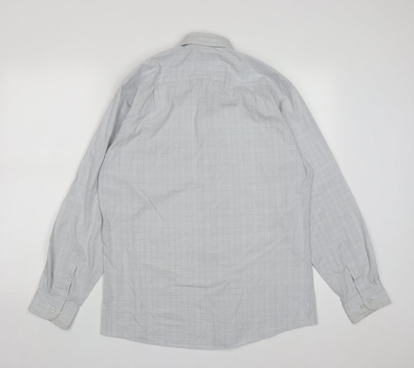 Mens UK Size 16 Dunnes Grey  Button-Up Long Sleeve Casual Shirt