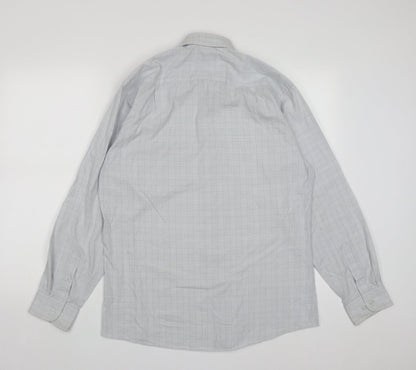 Mens UK Size 16 Dunnes Grey  Button-Up Long Sleeve Casual Shirt