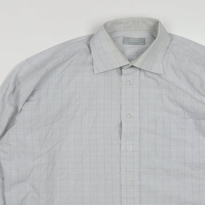 Mens UK Size 16 Dunnes Grey  Button-Up Long Sleeve Casual Shirt