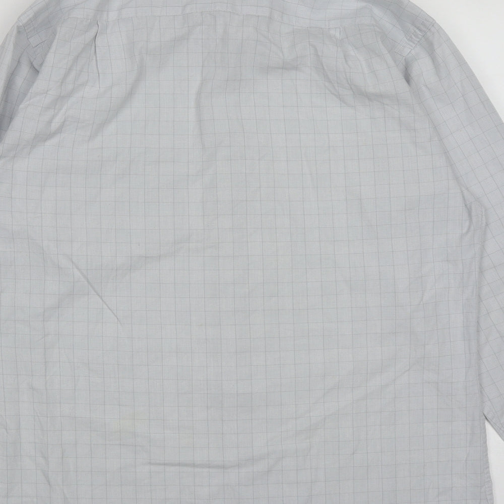 Mens UK Size 16 Dunnes Grey  Button-Up Long Sleeve Casual Shirt