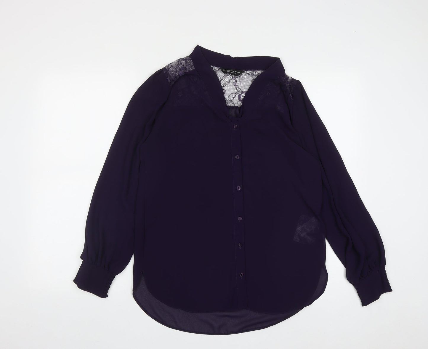 Womens UK Size 10 Dorothy Perkins Purple Basic Button-Up
