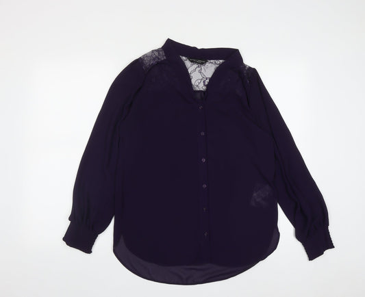 Womens UK Size 10 Dorothy Perkins Purple Basic Button-Up
